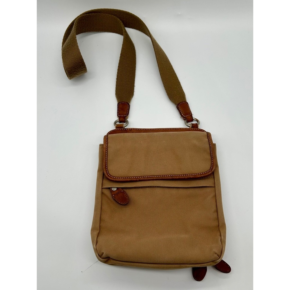 Fossil Original Premium Durable Canvas Crossbody Bag No. 54 Brown Leather Trim - Picture 2 of 13